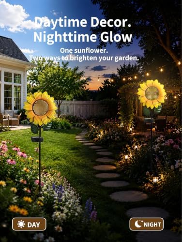 Animated Eyes LED Sunflower Solar Lights Outdoor, Waterproof Garden Decor - Image 2
