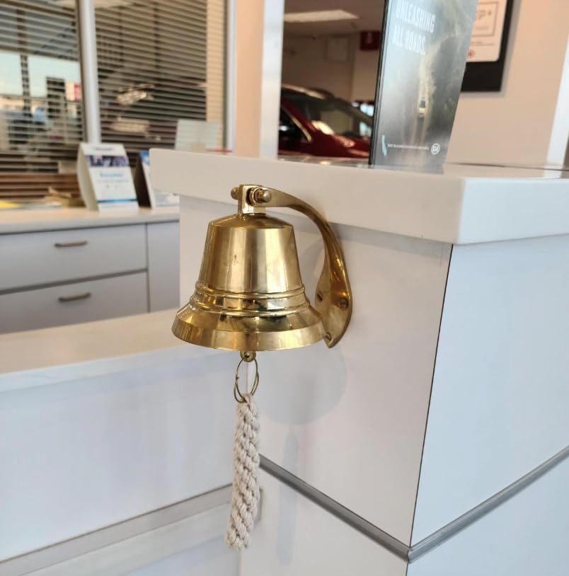 The Metal Magician Nautical Hanging Wall Mountable 4" Solid Brass Ship Bell by The+Metal+Magician
