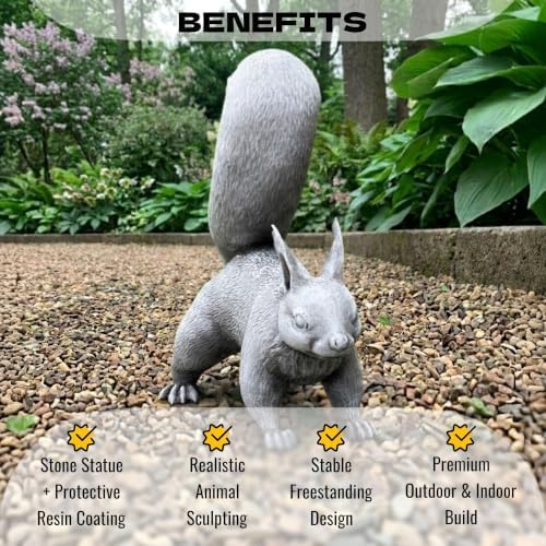 OLOMA Concrete Squirrel Garden Statue Realistic Handmade Outdoor Animal Sculpture Cement Chipmunk Yard Ornament Weather Resistant Lawn Decor Patio Flower Beds Walkways Porch Accent - Image 2