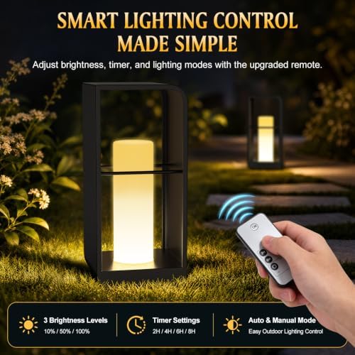 18" Solar Lanterns Outdoor Waterproof Outdoor Floor Lamp with Remote - Image 4