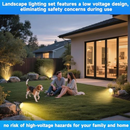 Outdoor Landscape Lighting Low Voltage, 49.2FT Wired LED Spot Light with Plug-in Transformer, IP65 Waterproof Outside Uplight 7W 840LM for Yard Garden Tree Pathway House, Warm Yellow 3000K, Pack of 6 - Image 2