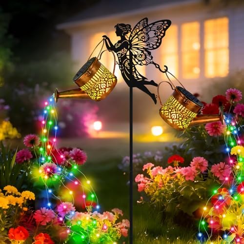 HELESIN Solar Watering Can Lights Outdoor,Fairy Stake with 2 Cans by HELESIN