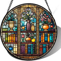 9.84 Inch Stained Glass Suncatcher Bookshelf Decor Colorful Library Window Hanging for Book Lover Art Glass Home Accents Unique Gift for Mom Grandma Friend Birthday by Unknown