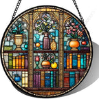 9.84 Inch Stained Glass Suncatcher Bookshelf Decor Colorful Library Window Hanging for Book Lover Art Glass Home Accents Unique Gift for Mom Grandma Friend Birthday by Unknown