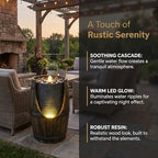 Rustic Barrel Garden Fountain with LED Lights - Image 6