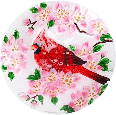 MUMTOP Outdoor Glass Birdbath with Metal Stand for Garden Cardinal Decor - Image 6
