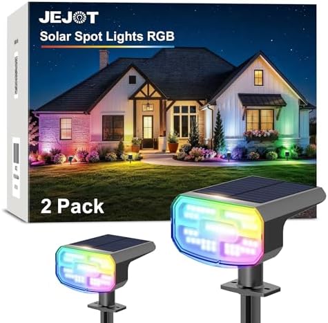JEJOT Solar Spot Lights Outdoor Waterproof, Solar Spotlights, 2 Pack by JEJOT