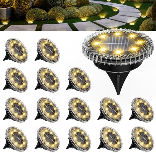 PATIOWIN 16 Pack Small Solar Ground Lights, Garden Lights Warm White by PATIOWIN