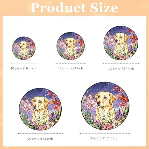 Personalized Dog Photo Stained Glass Suncatcher Custom Pet Portrait Memorial Window Hanging with Flowers, Keepsake Sympathy Birthday Gifts for Dog Lovers Pet Owner Family Home Decor 11.81Inch - Image 7