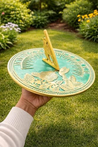 Vintage Style Brass Bird Garden Sundial, 10 Inch Outdoor Accent Home Decor Or Garden Present Idea - Handmade Gifts for Him, Her Parents - Image 2