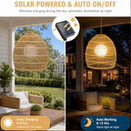 Solar Pendant Lights Outdoor, 12 Inch Rattan Solar Lantern with Remote - Image 6