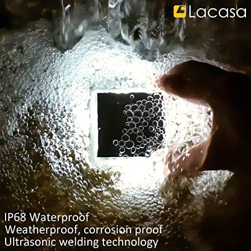 Lacasa Solar Deck Lights Outdoor Waterproof LED, Step Lights Solar Powered Driveway Dock Lights Marine, White 4000K, Dusk to Dawn, for Garden Steps Yard Patio Pathway, Square, 4 Pack - Image 4