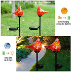 Solar Garden Stake, Hand-Blown Glass Cardinal Light Outdoor Garden Decor - Image 3
