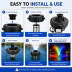 Pond Fountain Aerator with Lights RGB Light 1HP 750W 110V Fountain - Image 5