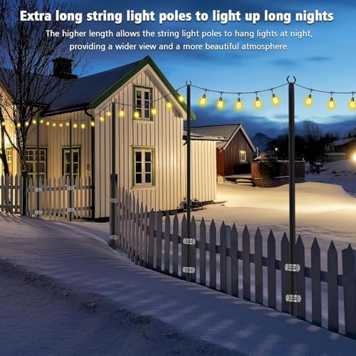 NUERPO String Light Poles,Metal Poles for Hanging Outdoor Light Strings, Light Poles Stand for Outside Garden,Patio,Wedding,Backyard,Deck,Party (2 Pack 10 FT Light Poles) - Image 4