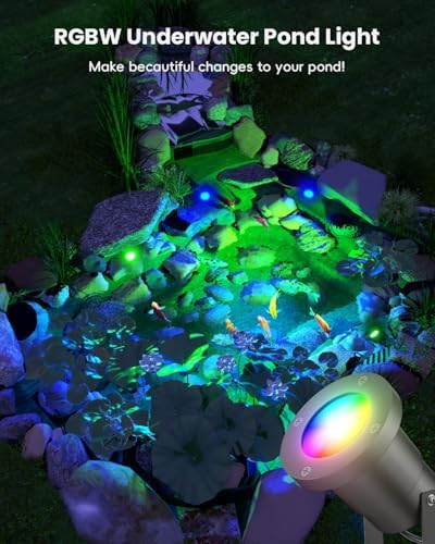12V RGB Pond Light Underwater, RGB+CCT Tunable 2700K-6500K MR16 LED Bulb with Remote Control, Submersible for Ponds, Waterfalls, Fountains, Well Light, Low Voltage Yard Landscape Lighting - Image 2