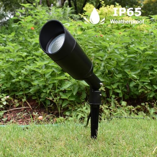 15W Outdoor LED Spotlight with Stake, Plug-in 120V, IP65 Waterproof, 5000K Daylight, 1350 Lumens, 60° Beam, 4-ft Cord, Flag, Tree, Garden, Landscape Light - Image 4