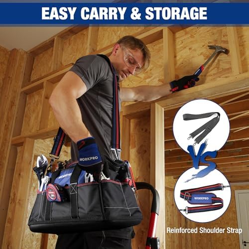 WORKPRO 16-inch Wide Mouth Tool Bag with Water-Proof Molded Base - Image 5