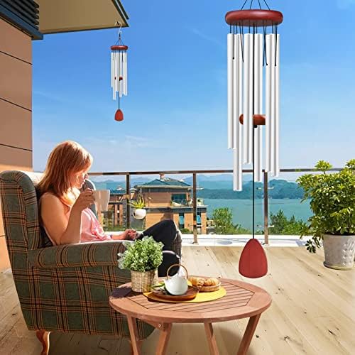 Large Aluminium Wind Chimes Outside, Soothing Melodic Memorial Sympathy Wind Chime, Suitable Outdoor Garden Decor, Gift for Mom Women Neighbors (Silver Wind Chimes-36) - Image 5