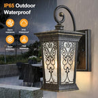 ALVIME Outdoor Wall Light Fixtures, 17 Inch Oil Rubbed Bronze Exterior Lighting Fixtures, Waterproof Outdoor Sconce Lights, Outside Porch Lanterns for House, Farmhouse, E26 Base&Clear Seeded Glass - Image 2