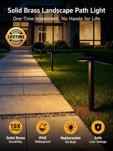 Gardenreet Brass Low Voltage L-Shaped Path Light, Black, G4, 2700K, 4Pack - Image 2