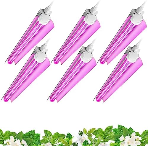 Barrina T8 LED Grow Light, 2FT Full Spectrum Plant Lights, Pink, 6 Packs by Barrina