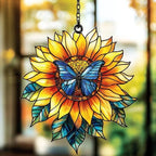 Sunflower and Butterfly Acrylic Suncatcher by AVAGAN