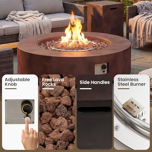COSIEST 2-Piece Outdoor Propane Firepit Table Set w Tank Table, Certified, 42 inch Dark Fire Table (50,000 BTU) w 16 inches Tank Cover Side Table 20lb for Garden,Pool,Backyard - Image 4