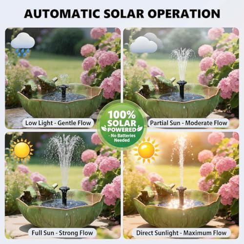 Large Ceramic Bird Bath Bowl with Solar Powered Fountain, Solar Bird Bath Fountain for Outdoors, Hummingbird Solar Water Fountain for Bird Bath, Tabletop Garden Bird Bath for Patio Yard Outdoor Décor - Image 4
