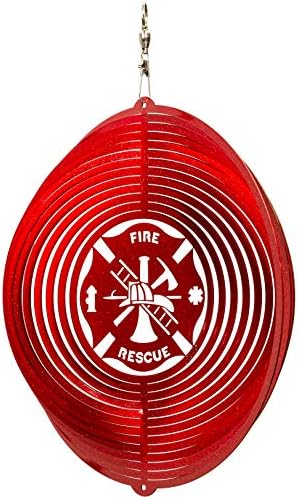 SWEN Products Fire Rescue Circle Swirly Metal Wind Spinner - Image 2