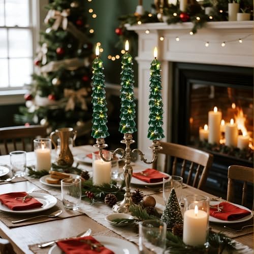 GenSwin Christmas Tree Flameless Taper Candles candlesticks Remote Timer - Image 2