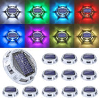 Solar Deck Light Outdoor, 12 Pack 9 Colors in 1 Solar Driveway Dock Lights, IP67 Waterproof Solar Powered Outdoor Light, RGB Step Lights for Outside Garden Yard Fence Stair Sidewalk Pathway Walkway by LYHOPE