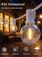 25FT G40 LED White Outdoor String Lights with 25 Plastic Shatterproof Bulbs - Image 5