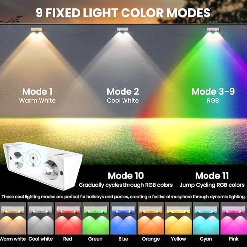 SOLPEX Solar Fence Lights Outdoor, 9 Fixed Colors ＆ Color Changing Fence Solar Lights Outdoor Waterproof IP65, LED Deck Lighting for Backyard Wall Step Patio Railing Pool Porch (8 Pack) - Image 3