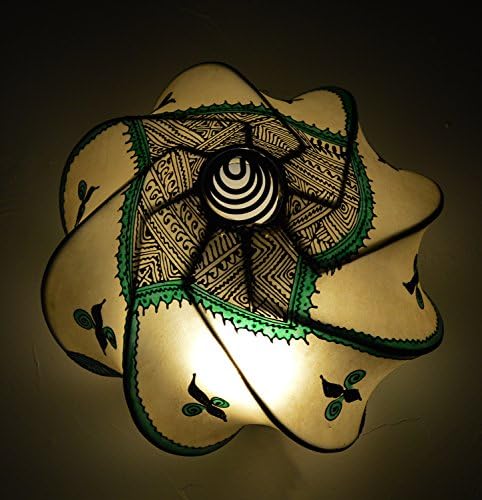 Henna Lamps & Sconces Handmade Henna Moroccan Leather Lamp Natural - Image 6