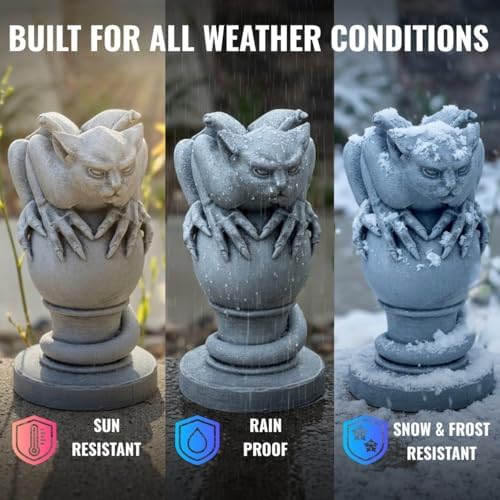 OLOMA Gargoyle Statue Concrete Fantasy Creature Sculpture Gothic Garden Decor Halloween Monster Figurine Dark Art Ornament Outdoor Yard Decor - Image 5