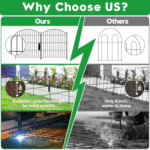 Decorative Garden Fence 32in (H) x22ft (L),Arched Metal No Dig - Image 4