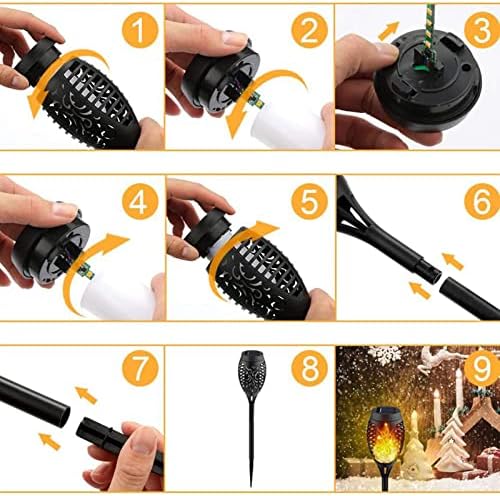 4PCS Solar Torch Lights Outdoor, 19.7 inch 12 LED IP65 Waterproof Garden Pathway Light with Vivid Dancing Flickering Flames, with Auto On/Off Dusk to Dawn, Landscape Decoration Lights - Image 7
