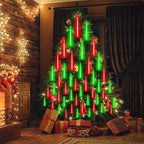 Solar Meteor Shower Lights 16 Tubes Christmas Lights Outdoor Red and Green - Image 4
