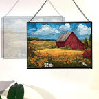 Barn Surrounded by Summer Wildflowers Rectangular Stained Glass Suncatcher – Hanging Window Panel with Animal & Nature Scene – Vibrant Glass Art Gift for Wildlife, Fantasy, Nature Lovers hfGgwX - Image 3