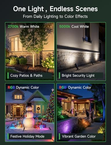 Smart RGBCW Outdoor Lighting, 12V Low Voltage Spotlights, 12 Pack - Image 5