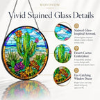 Cactus Glass Suncatcher Window Hangings, Desert Plant Stained Glass Decor, Green Succulent Sun Catcher for Room Balcony, Plant Lover Gift 9.8 - Image 3