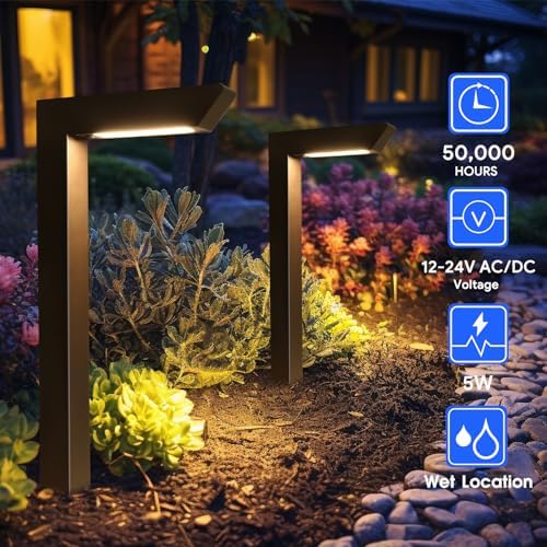 Energetic 3CCT Low Voltage Landscape Lights, 5W 200LM IP65 Waterproof LED Pathway Lights, 50000 Hrs, Outdoor Landscape Lighting, Square Modern Side Lit, Die-cast Aluminum Housing, ETL Listed, 6 Pack - Image 6