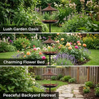 Bird Feeder Iron Standing Bird Bath Feeding Station Decorative Stake Birdbath Bowl Easy Installation Weatherproof Suitable for Outdoor Garden Lawn Cou, Copper Color - Image 2
