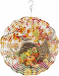 Fall Green Pumpkin Wind Spinner for Yard and Garden,Thanksgiving Maple Leaves Orange Check Hanging Wind Spinner Outdoor 3D Kinetic Wind Sculpture Spinners Indoor Outdoor Décor Ornaments Gift 12" by Unknown