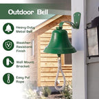 Sratte Green Iron Hanging Outdoor Dinner Bell, 6.3" Diameter Outdoor and Indoor Bell for Home with Rope and Mounting Hardware, Suitable for Courtyard Games School Garden Entry or Church Reception Wall - Image 4