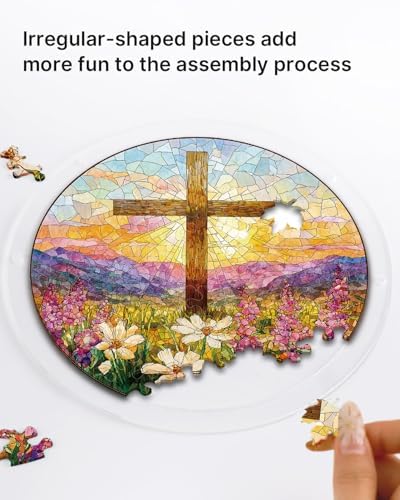 Acrylic Puzzles Suncatcher Window Hanging, 83 Pieces Garden of Holy Light Puzzle, Suncatcher for Doors Garden, Mother's Day Christmas Birthday Gifts for Women Men (L - 8.9 * 8.9 in) - Image 3