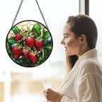 Strawberry Stained Glass Window Hanging Suncatcher Gifts for Women 9.8" - Image 2