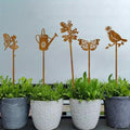 Garden Decorations 5pcs Rusty Metal Stakes - Rustic Outdoor Decor -of Rust-Look Stakes for, Patio Balcony - Vintage Yard Art with Handcrafted Appeal by Unknown
