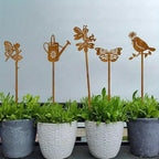 Garden Decorations 5pcs Rusty Metal Stakes - Rustic Outdoor Decor -of Rust-Look Stakes for, Patio Balcony - Vintage Yard Art with Handcrafted Appeal by Unknown